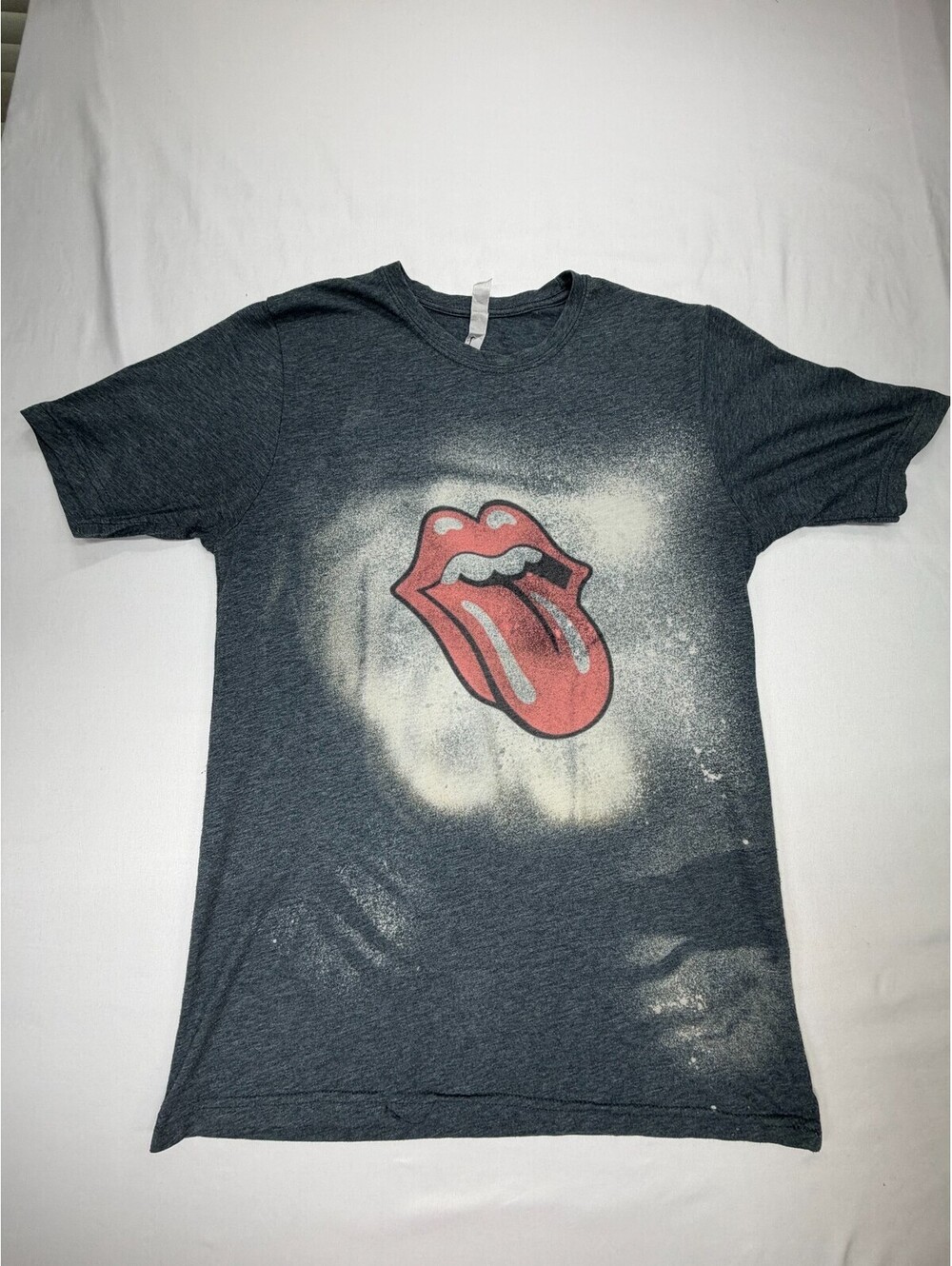 H&M Women's T Shirt Short Sleeve Rolling Stones Tongue Crew Neck Size M Gray